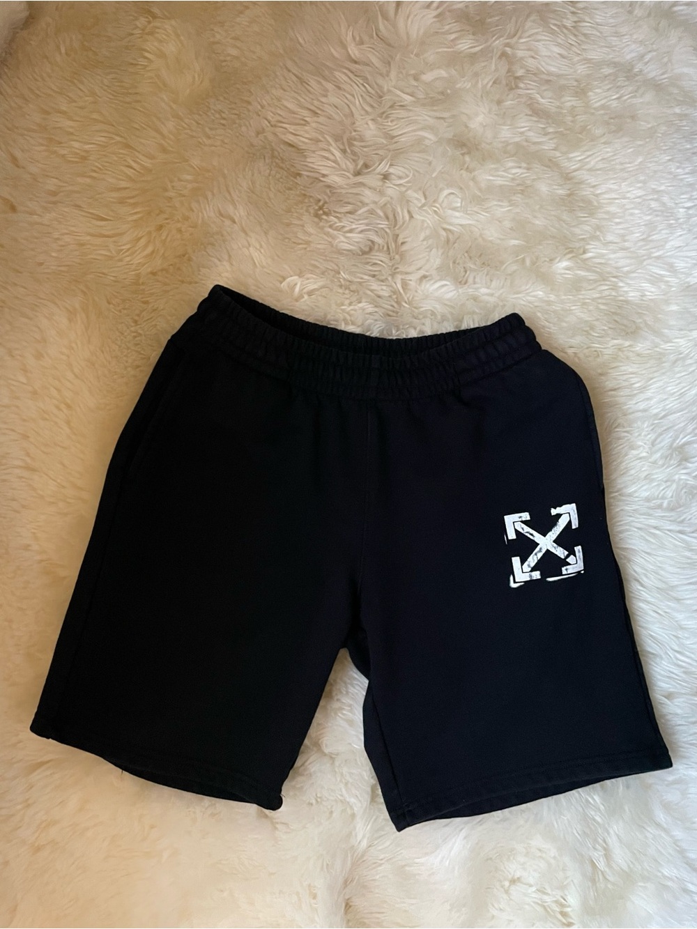 Authentic OFF-WHITE black terry men’s sweat shorts